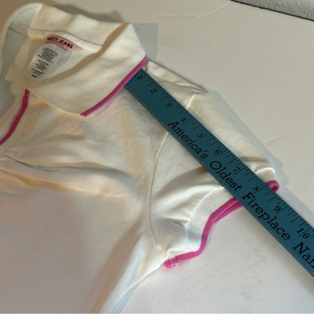 Guess Jeans White And Pink Short Sleeve Polo Size Medium - Picture 4 of 6